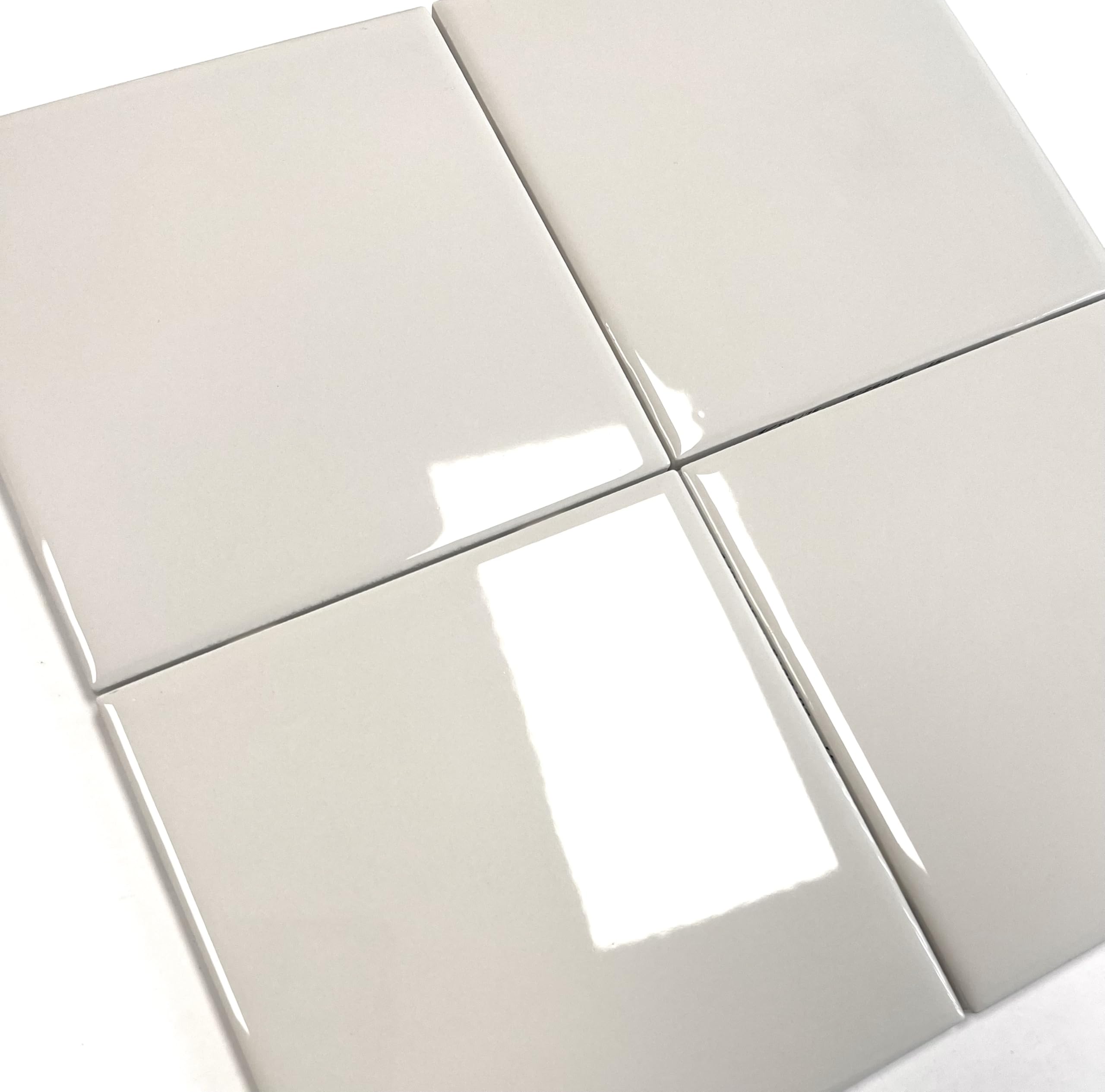 Made in USA 6x6 Almond 0135 Glossy Finish Ceramic Subway Tile for
